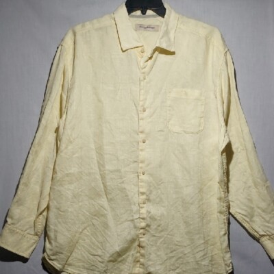 Tommy Bahama 100% Linen Textured Long Sleeve Button-up Mens Shirt Size XL