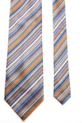 JJB BENSON silk tie with stripes beige shades 3x9x146