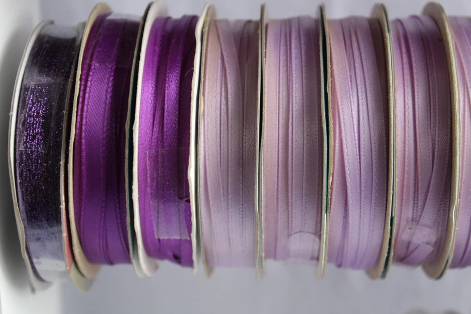 Lot Of 39 Purple & Lavender Spool O’ Ribbon 1/8” To 2" Most New - Image 4 of 4