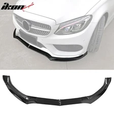 Fits 15-18 Benz W205 C-Class DP Style Front Bumper Lip Spoiler PP - Gloss Black