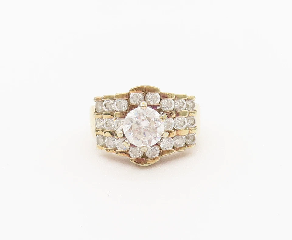 Anillo Vintage Plata de Ley 925 ROSS SIMONS Topacio Redondo Cuentas Talla 6 RG27934 Foto 2 de 4