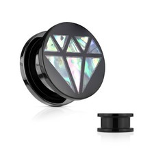 Pair of Ear Plugs 0GA - 5/8" (16mm) Acrylic Screw Fit Inlaid Diamond Front