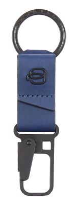 PIQUADRO Aye Leather Keychain With Carabiner Hook Blu