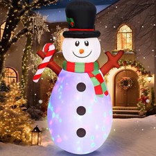 Schneemann Aufblasbar mit Bunten Drehend Led Licht Aufblasbare Weihnachtsdeko