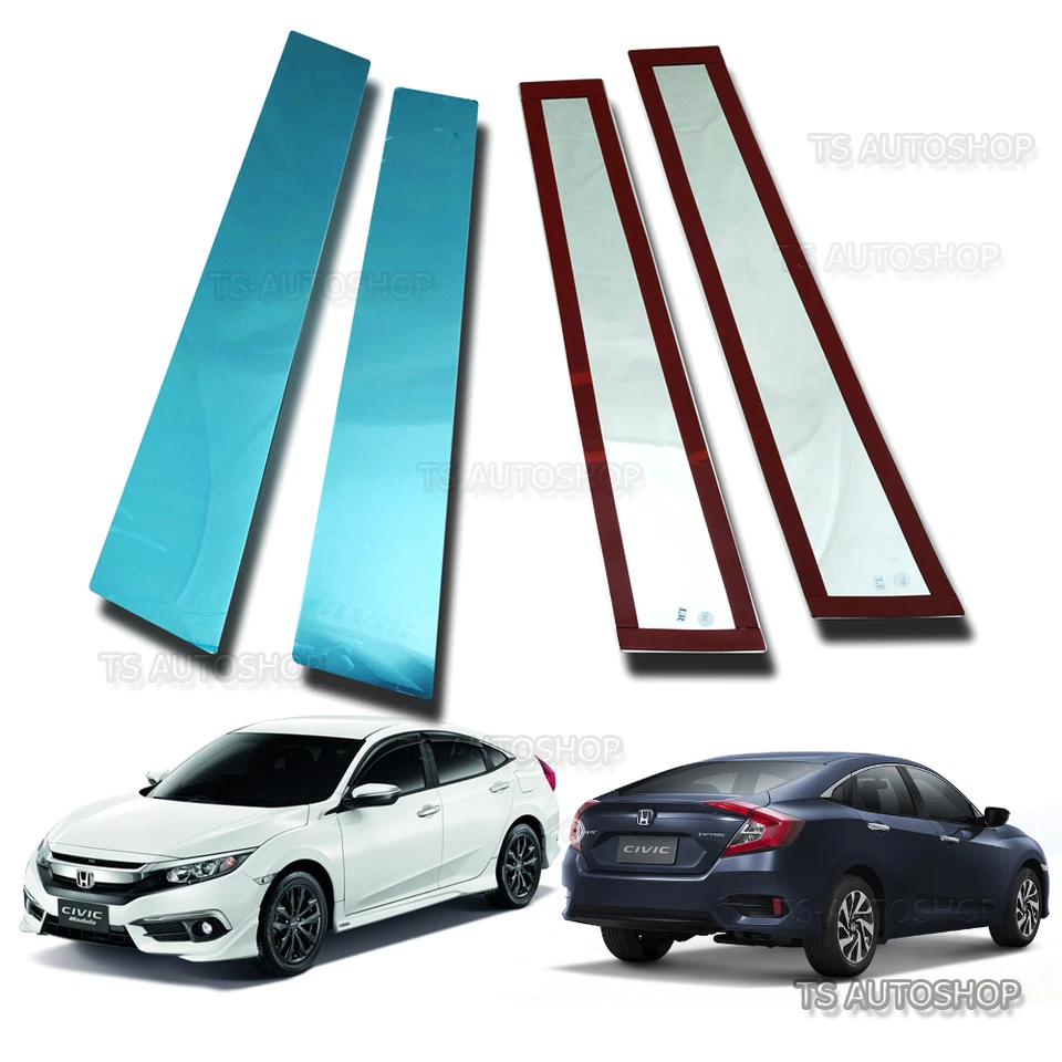 Cromo 4 PUERTAS PILAR PLACA UMBRAL ACERO INOXIDABLE Ajuste HONDA CIVIC FB6 SEDÁN 2016 Foto 2 de 3