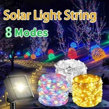 LED Solar Rope String Fairy night Lights Waterproof 100/200 LED Outdoor Garden