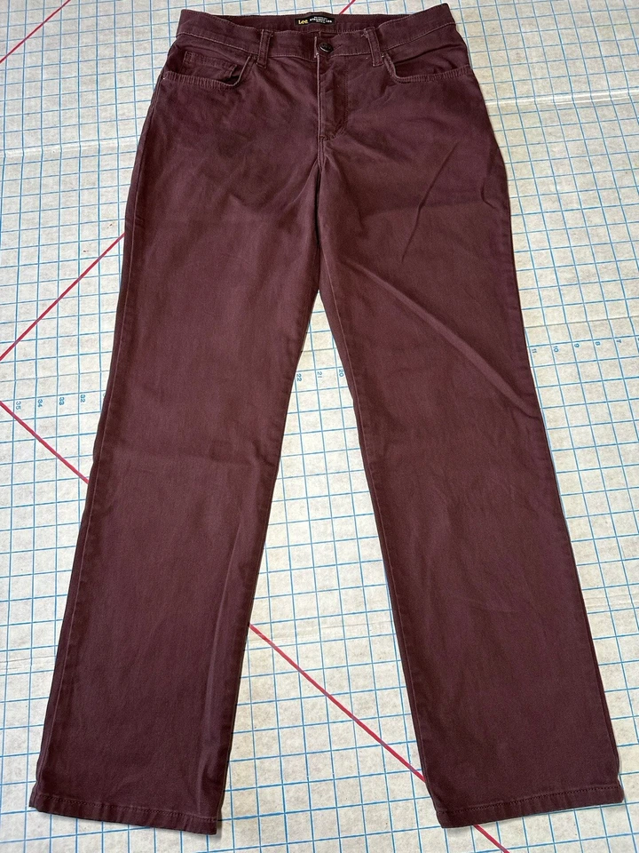 Pantalones de mezclilla Lee Riders para mujer talla 6 rojo borgoña relajados pierna recta tiro medio Foto 3 de 4