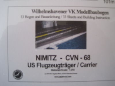 Nimitz CVN 68 Flugzeugträger Schiff Wilhelmshavener Modellbaubogen Kartonmodel