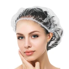 50 PCS Shower Cap Disposable,Bath Caps Larger Thick Clear Waterproof Plastic ...