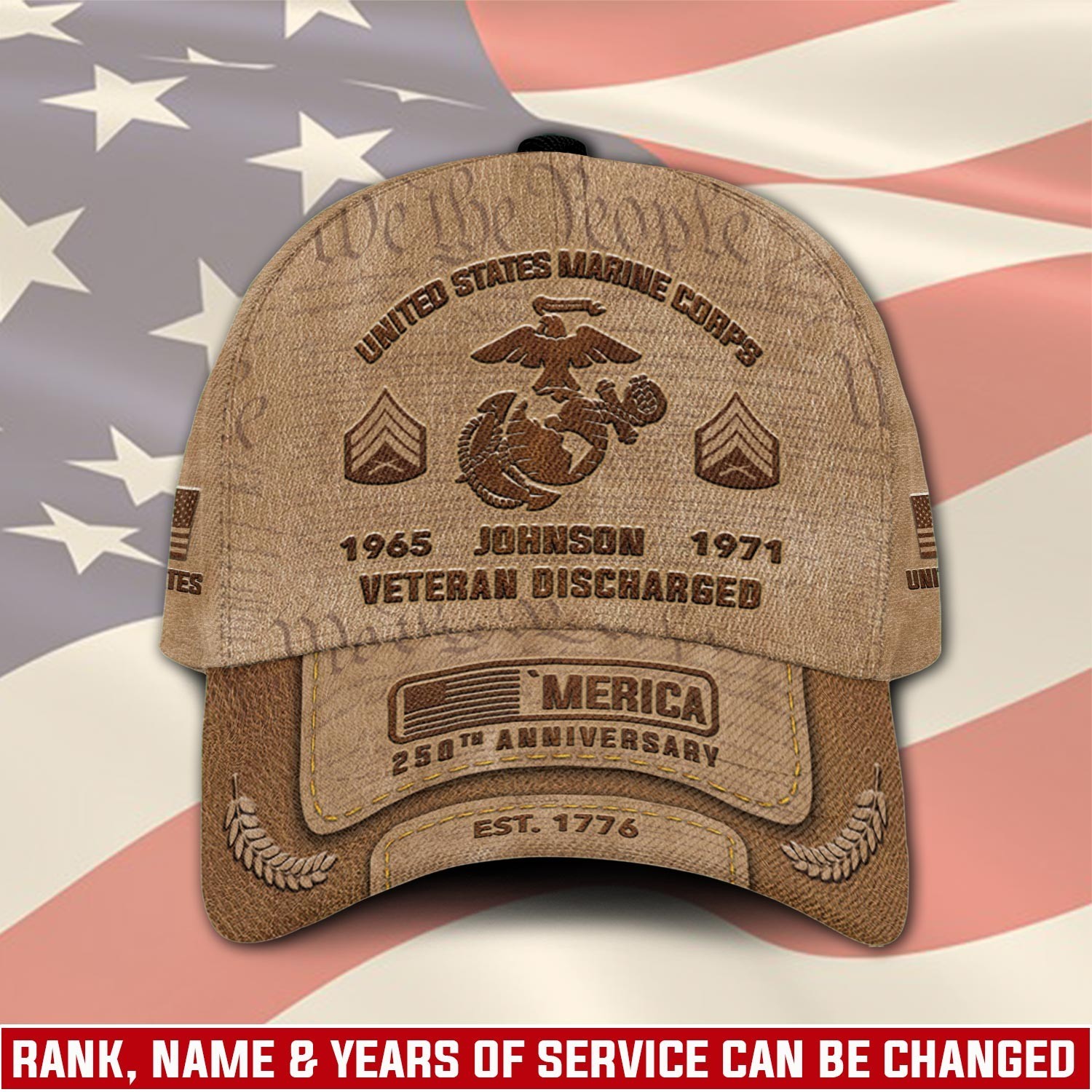US Marine Corps, E 5 Marines Sergeant Classic Cap-Print Hat
