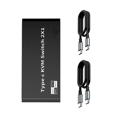 1pc USB C KVM Switch 100W PD Charge Port Switcher 2x1 8K For 2 Laptop 1 Monitor
