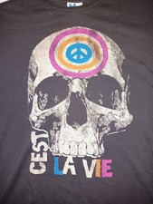 Junk Food T-Shirt Skull Head Peace Sign CEST LA VIE MEDIUM made In USA