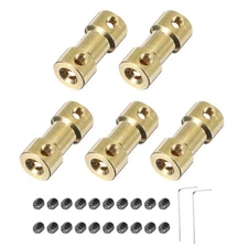 5 Pcs 6mm to 6mm Brass Shaft Coupling Connector with Screws and Hex Wrench