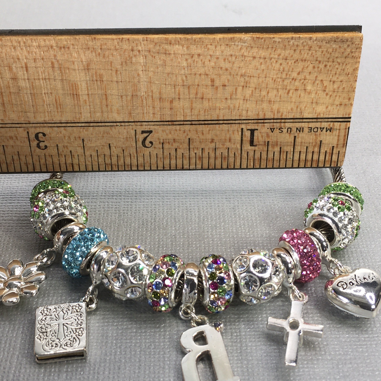 Silver Toned Wire Cable Bangle Bracelet Colorful … - image 15