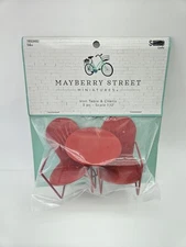 Mayberry Street Miniatures Red Iron Table Chairs 1:12 Scale Dollhouse Furniture 