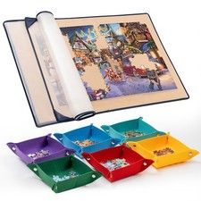 Jigsaw Puzzle Board with 6 Color Sorting Trays Portable Puzzle Mat with Dustp...