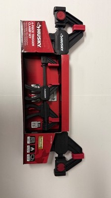 Husky 4-Piece Trigger Clamp Set Quick-Release Bar Clamps Woodworking