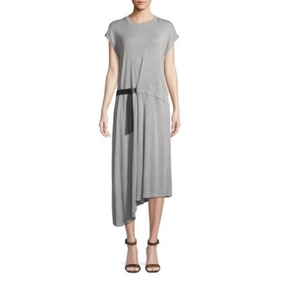 Rag & Bone Sleeveless Gray Knit Tee Ophelia Midi Dress Asymmetric Hem Size S