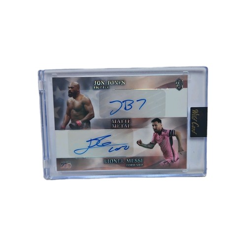 True 1/1 Lionel Messi And Jon Jones Dual Auto 2026 Matte Metal 250