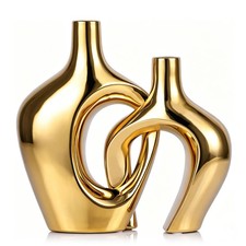 Gold Hollow Ceramic Vases Set of 2 - Modern Nordic Boho ins Style Decor Vases...