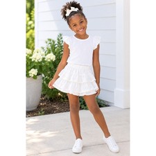 Cat  Jack Girls White Eyelet Tiered Ruffle Skort Size XS 4/5