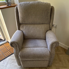 HSL Grey Wool Blend Electric Recliner Armchair High Back Rolled Arms