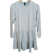 Wild Fable Light Blue Acid Washed Tiered Long Sleeve Sweatshirt Dress Size S