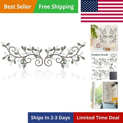 2 Pieces Metal Tree Leaf Wall Decor Vine Olive Branch Leaf Wall Art Ornament ...