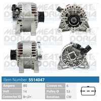 Lichtmaschine Generator Lima Meat & Doria 5514047 14V FüR Opel Corsa S07 Meriva