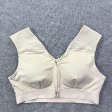 Tommie Copper Sports Bra Womens XL Beige Front Zip Compression Copper Znergy