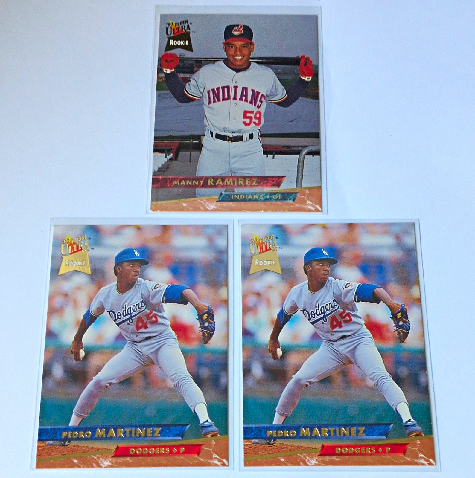 Fleer Ultra 1993 3-Card Lot Manny Ramirez Rookie Pedro Martinez #545 #57
