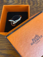 Hermès Silver Scarf Ring Jewelry Used