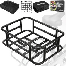 Large Rear Rack Bike Basket with Cargo Net & Liner for Electric Bikes