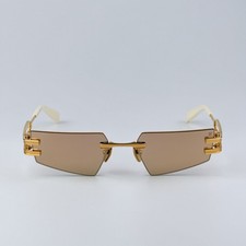Balmain Men Sunglasses Titanium Gold Brown Geometric FIXE BPS-123D-54 NEW