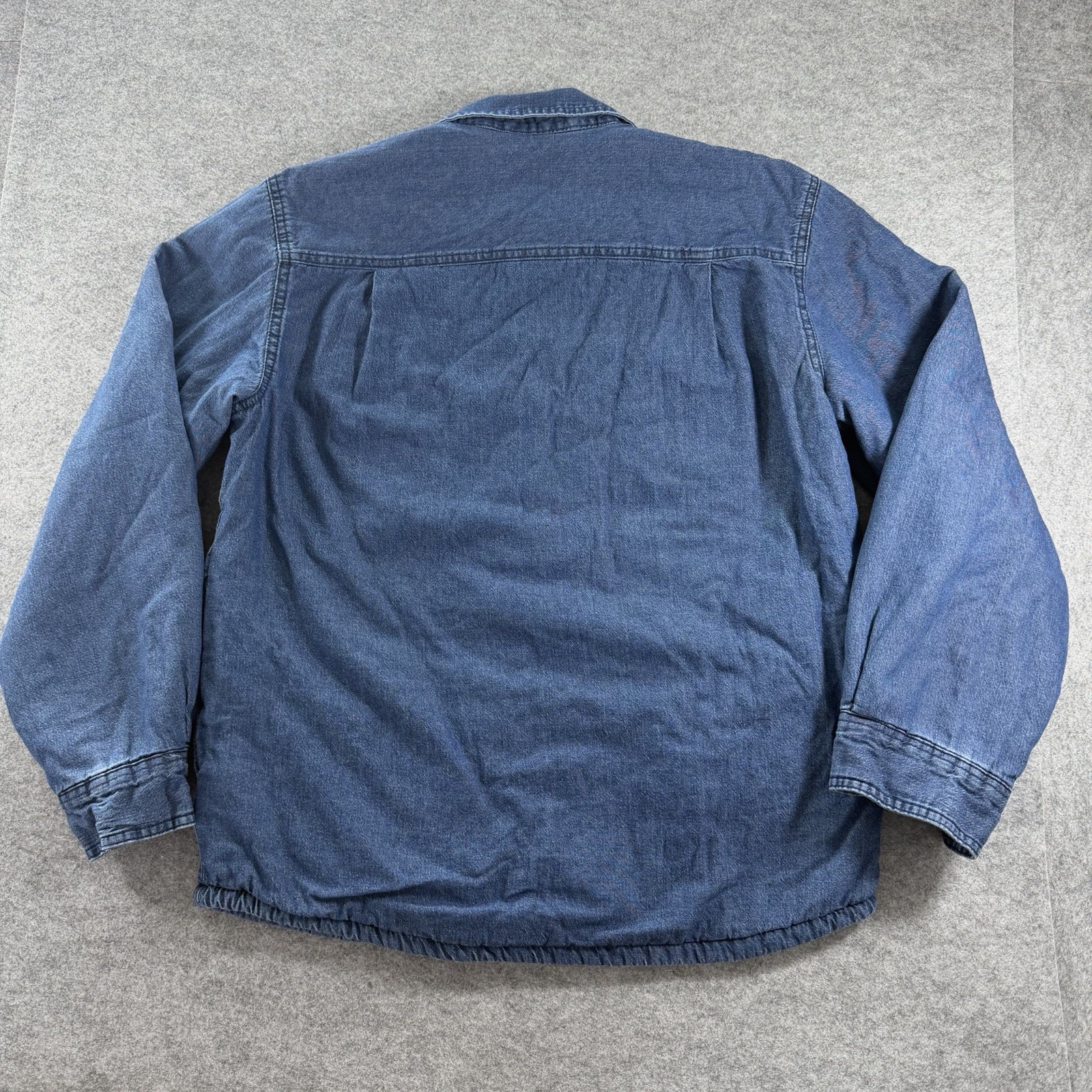 Wrangler Sherpa Lined Denim Shacket Mens M Blue Jean Jacket Fleece Coat Pockets thumbnail 2