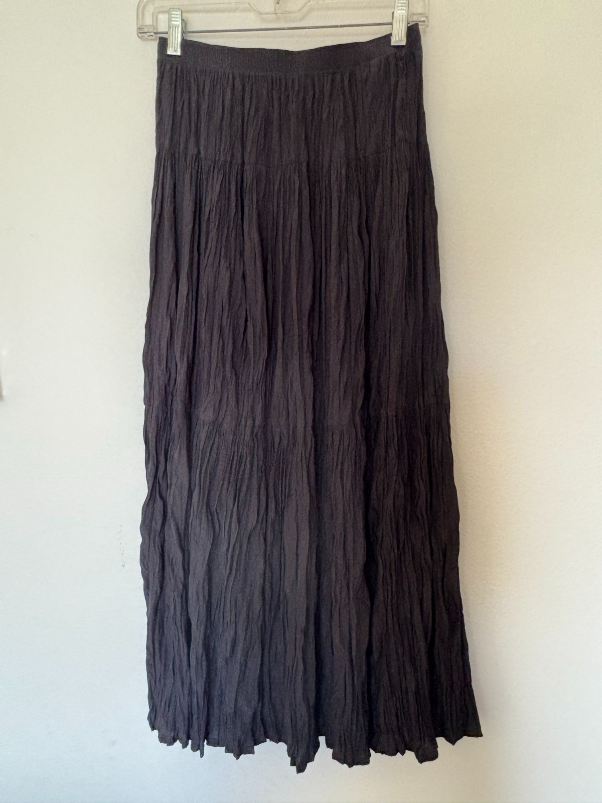 Ines De La Fressange Uniqlo Black Silky Flowy Pleating Skirt Small