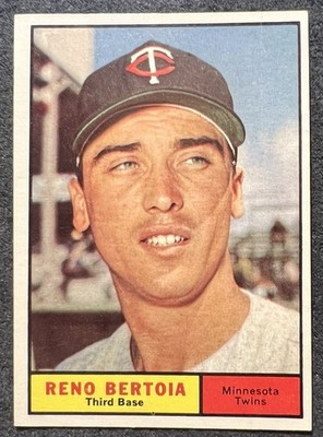 1961 TOPPS RENO BERTOIA (MINNESOTA TWINS) #392 NM CARD w/LITE SCRIBBLE ON BACK