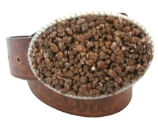 Western Women's Medium Brown Crushed Stone Buckle Boho Belt 30"