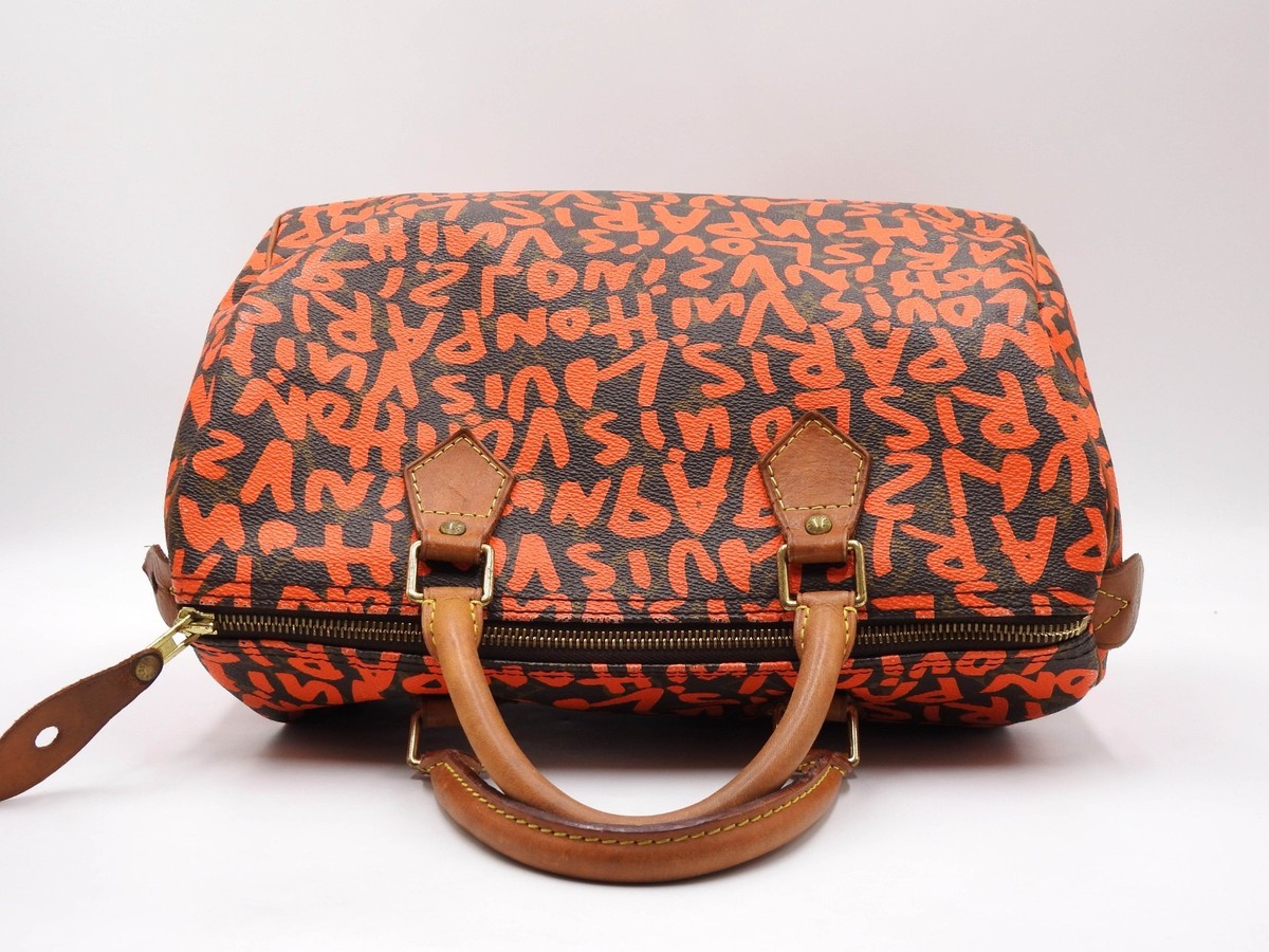 LOUIS VUITTON Monogram Graffiti Speedy 30 Boston Hand Bag Orange