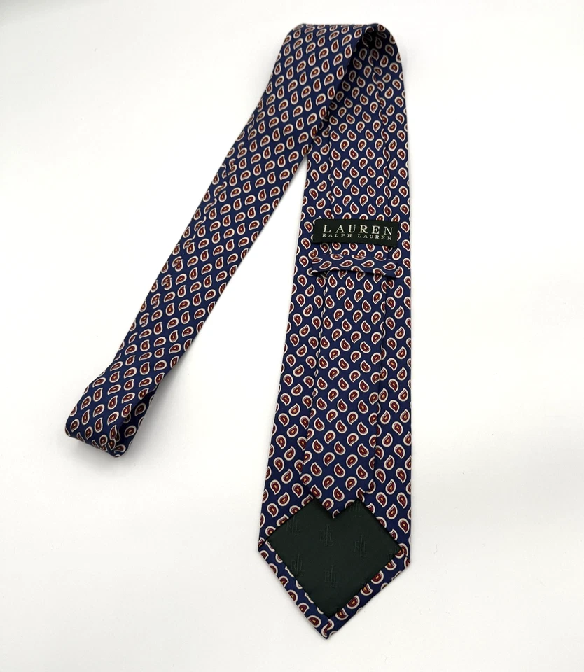 Corbata Lauren Ralph Lauren Para Hombre Azul Seda Paisley Patrón Limpio Clásico Negocios Foto 2 de 4