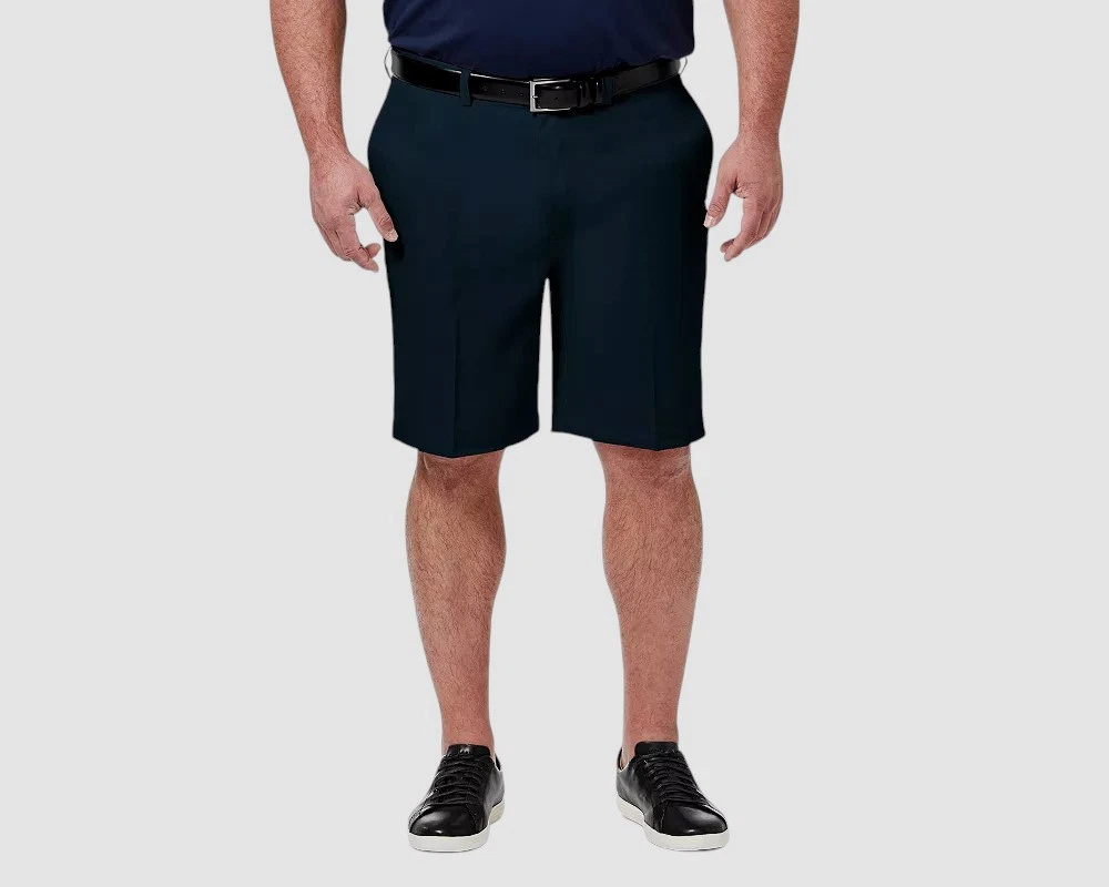 Haggar Mens Blue Cool 18 Pro Classic-Fit Stretch Shorts Big & Tall Size 44W