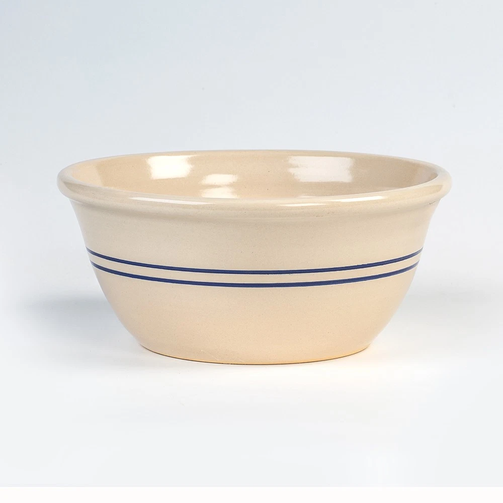 Martinez Pottery 12" Heritage Blue Stripe Stoneware Mixing Bowl