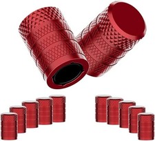 Tire Valve Stem Caps, Red, 10 pcs/Pack, Anodized Aluminum Tire Cap Set, Corrosio