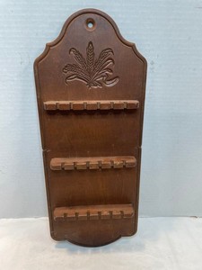 Vintage Wooden Souvenir Spoon Holder Wall Display Rack - 18 Spoon Country Rustic