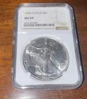 1986 American Silver Eagle 1oz ☆ MS69 NGC Brown Label ☆ Free Shipping