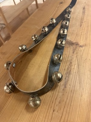 Vintage Jingle Sleigh Bells 14 On Black Leather Strap