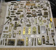 Antique Locks/Latches/ keys, for Trunk, Dresser, Desk, Cabinet 140+ pieces Brass
