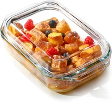 NUTRIUPS 1.4QT Small Glass Casserole Dish With Lid, 8.5×6.1in 1.35L 