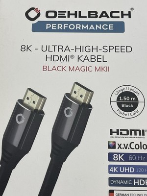 Oehlbach HDMI 2.1 Kabel 1,5m 8K 60Hz 4K 120Hz Black Magic MKII