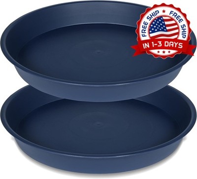 2 platos para macetas 19'' azul drenaje interior y exterior